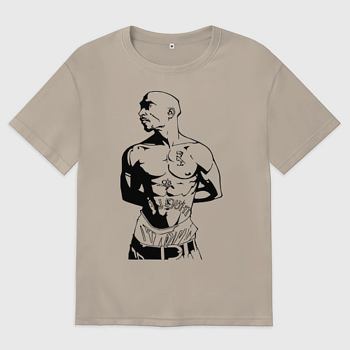 Мужская футболка оверсайз 2pac / Миндальный – фото 1