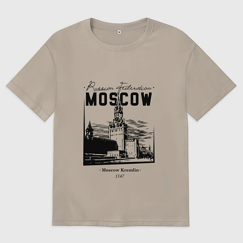 Мужская футболка оверсайз Moscow Kremlin 1147 / Миндальный – фото 1