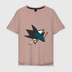 Футболка оверсайз мужская San Jose Sharks, цвет: пыльно-розовый