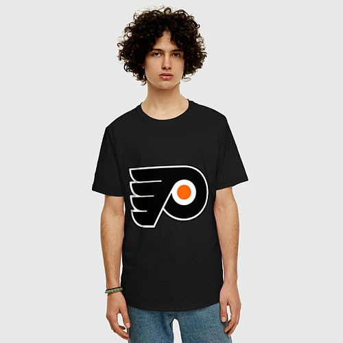 Мужская футболка оверсайз Philadelphia Flyers / Черный – фото 3