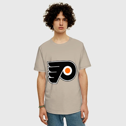 Мужская футболка оверсайз Philadelphia Flyers / Миндальный – фото 3