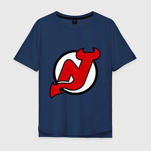 Мужская футболка оверсайз New Jersey Devils / Тёмно-синий – фото 1