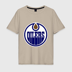 Футболка оверсайз мужская Edmonton Oilers, цвет: миндальный