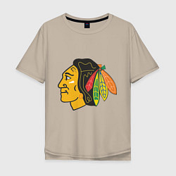 Футболка оверсайз мужская Chicago Blackhawks, цвет: миндальный