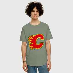 Футболка оверсайз мужская Calgary Flames, цвет: авокадо — фото 2