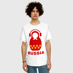 Футболка оверсайз мужская Russia dj, цвет: белый — фото 2