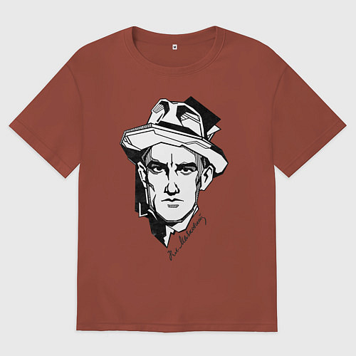 Мужская футболка оверсайз Маяковский / Кирпичный – фото 1