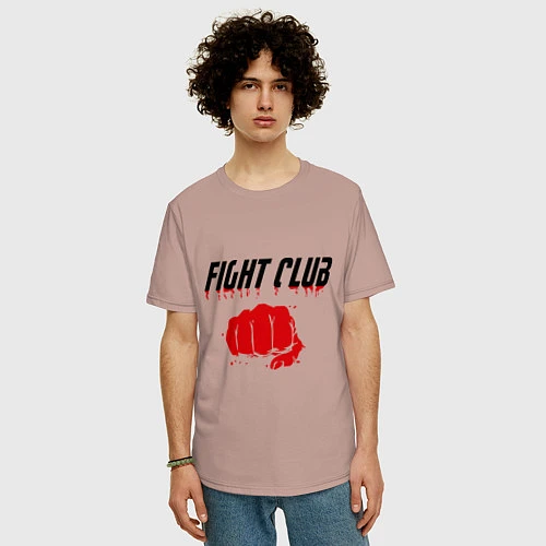 Мужская футболка оверсайз Fight Club / Пыльно-розовый – фото 3