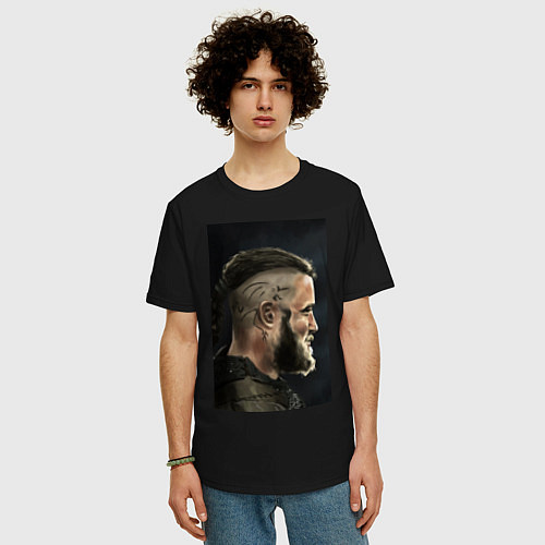 Мужская футболка оверсайз Ragnar Lodbrock / Черный – фото 3