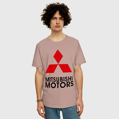 Мужская футболка оверсайз Mitsubishi / Пыльно-розовый – фото 3