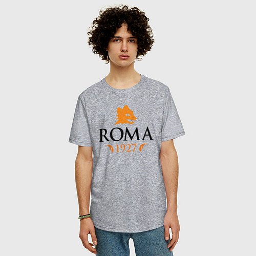 Мужская футболка оверсайз AS Roma 1927 / Меланж – фото 3