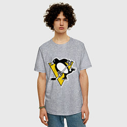 Футболка оверсайз мужская Pittsburgh Penguins: Malkin 71, цвет: меланж — фото 2