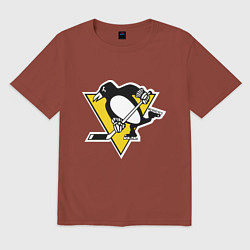 Футболка оверсайз мужская Pittsburgh Penguins: Malkin 71, цвет: кирпичный