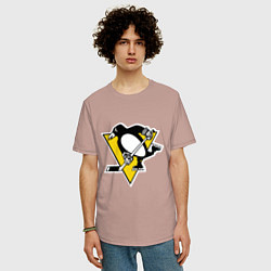 Футболка оверсайз мужская Pittsburgh Penguins: Malkin 71, цвет: пыльно-розовый — фото 2