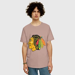 Футболка оверсайз мужская Chicago Blackhawks: Kane, цвет: пыльно-розовый — фото 2