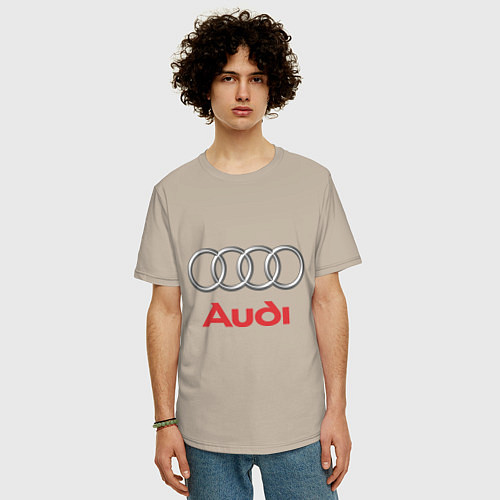 Мужская футболка оверсайз Audi / Миндальный – фото 3