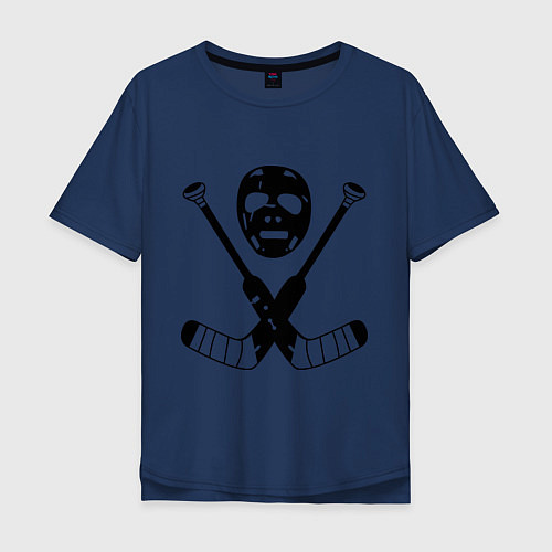 Мужская футболка оверсайз Хоккей / Тёмно-синий – фото 1