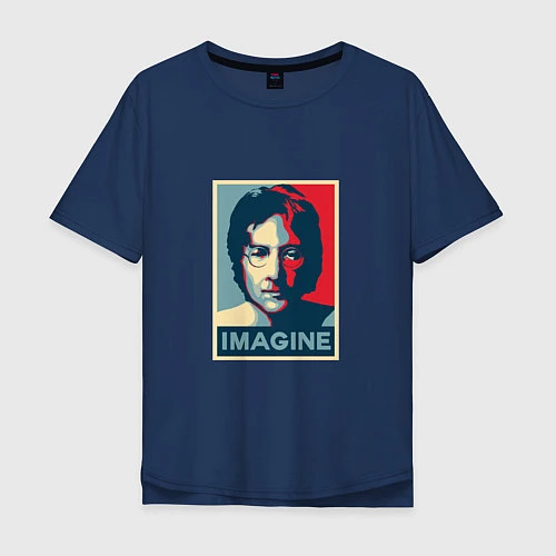 Мужская футболка оверсайз Lennon Imagine / Тёмно-синий – фото 1
