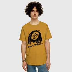 Футболка оверсайз мужская Bob Marley: Don't worry, цвет: горчичный — фото 2