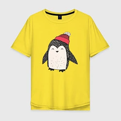 Футболка оверсайз мужская Зимний пингвин-мальчик, цвет: желтый