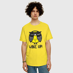 Футболка оверсайз мужская Owl: Wake up!, цвет: желтый — фото 2