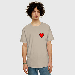 Футболка оверсайз мужская Пиксельное сердце, цвет: миндальный — фото 2