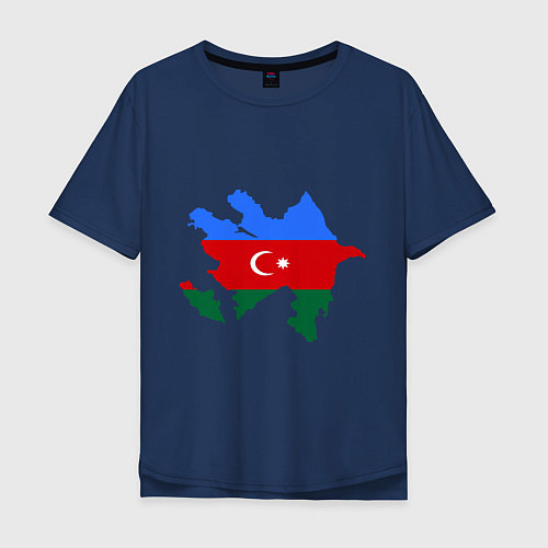 Мужская футболка оверсайз Azerbaijan map / Тёмно-синий – фото 1