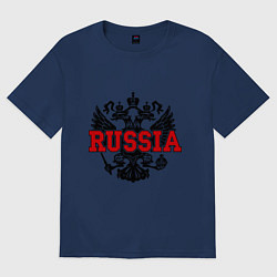 Футболка оверсайз мужская Russia Coat, цвет: тёмно-синий