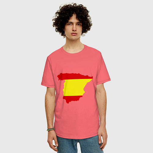 Мужская футболка оверсайз Испания (Spain) / Коралловый – фото 3