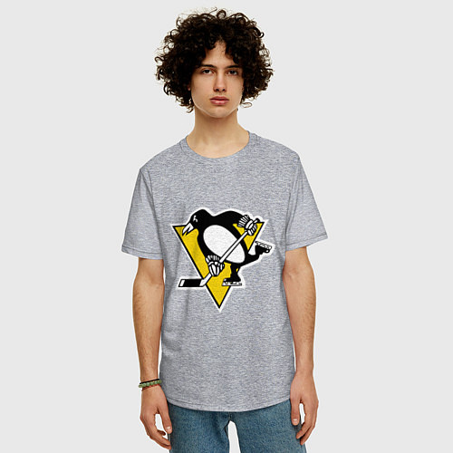 Мужская футболка оверсайз Pittsburgh Penguins / Меланж – фото 3