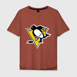 Футболка оверсайз мужская Pittsburgh Penguins, цвет: кирпичный