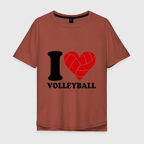 Мужская футболка оверсайз I love volleyball - Я люблю волейбол / Кирпичный – фото 1