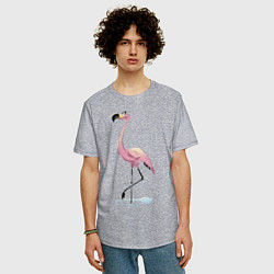 Футболка оверсайз мужская Гордый фламинго, цвет: меланж — фото 2