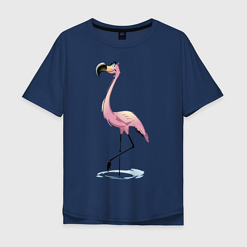 Мужская футболка оверсайз Гордый фламинго / Тёмно-синий – фото 1