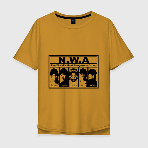 Мужская футболка оверсайз NWA / Горчичный – фото 1