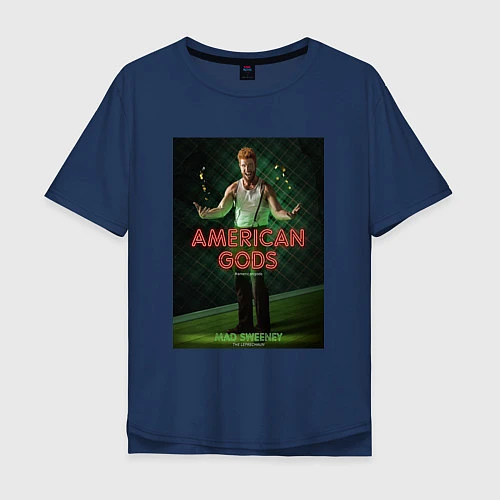 Мужская футболка оверсайз American Gods: Mad Sweeney / Тёмно-синий – фото 1