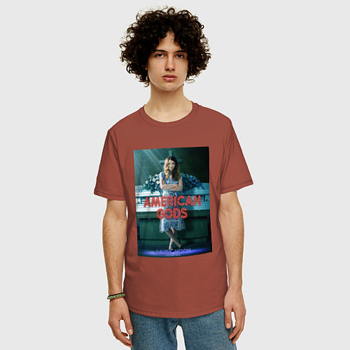 Мужская футболка оверсайз American Gods: Laura Moon / Кирпичный – фото 3