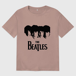 Футболка оверсайз мужская The Beatles: Faces, цвет: пыльно-розовый