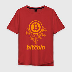 Футболка оверсайз мужская Bitcoin Tree, цвет: красный