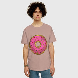 Футболка оверсайз мужская Сладкий пончик, цвет: пыльно-розовый — фото 2
