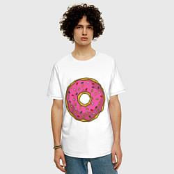 Футболка оверсайз мужская Сладкий пончик, цвет: белый — фото 2