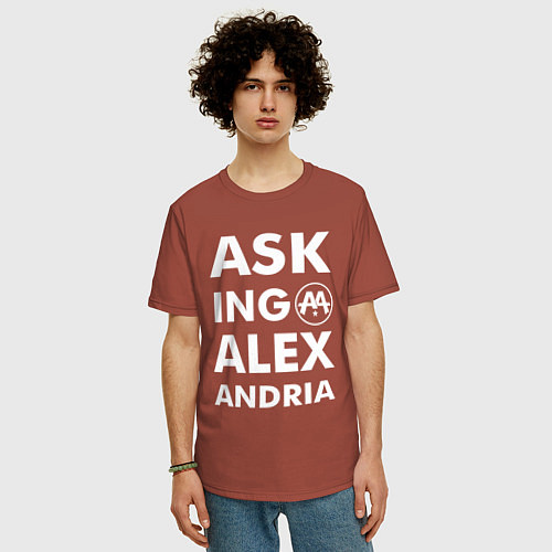 Мужская футболка оверсайз Asking Alexandria / Кирпичный – фото 3