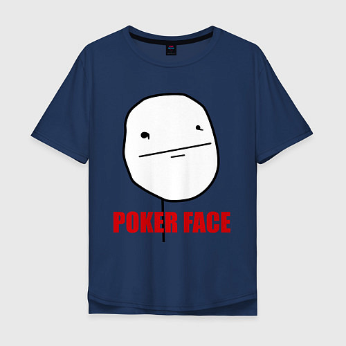 Мужская футболка оверсайз Poker Face / Тёмно-синий – фото 1