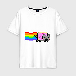 Футболка оверсайз мужская Nyan Cat, цвет: белый