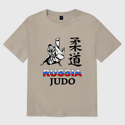 Футболка оверсайз мужская Russia Judo, цвет: миндальный