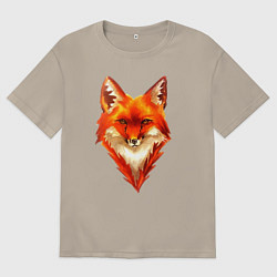 Футболка оверсайз мужская Огенный лис, цвет: миндальный