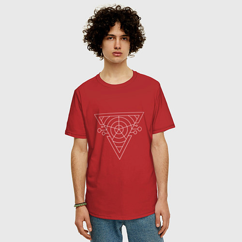 Мужская футболка оверсайз Темный треугольник / Красный – фото 3