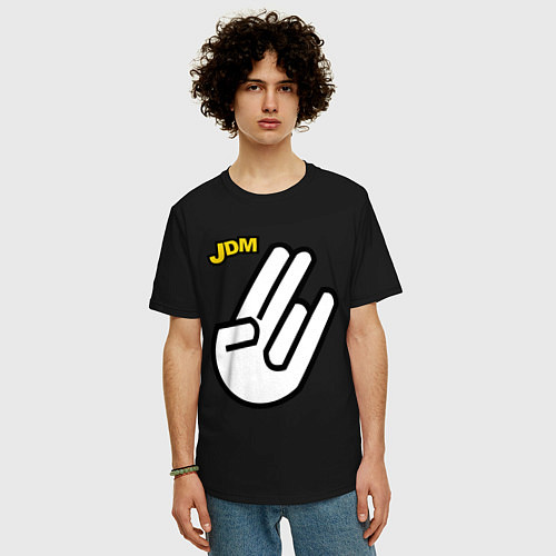 Мужская футболка оверсайз JDM / Черный – фото 3