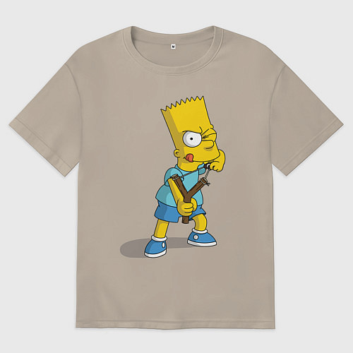 Мужская футболка оверсайз Bart Bully / Миндальный – фото 1