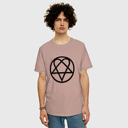 Футболка оверсайз мужская HIM Symbol, цвет: пыльно-розовый — фото 2